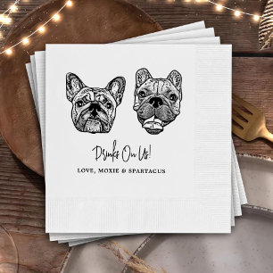 Drink On Us Pets Custom Hand Drawing Wedding Napkin