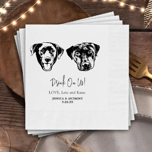 Drink On Us Pets Custom Hand Drawing Wedding  Napkin