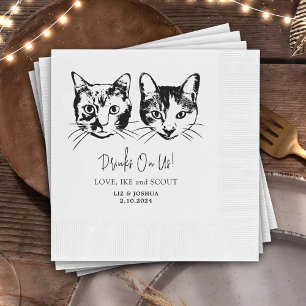 Drink On Us Pets Custom Hand Drawing Wedding Napkin