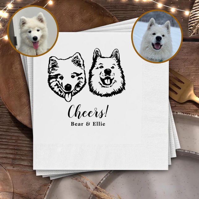 Drink On Us Pets Custom Hand Drawing Wedding Napkin (Creator Uploaded)