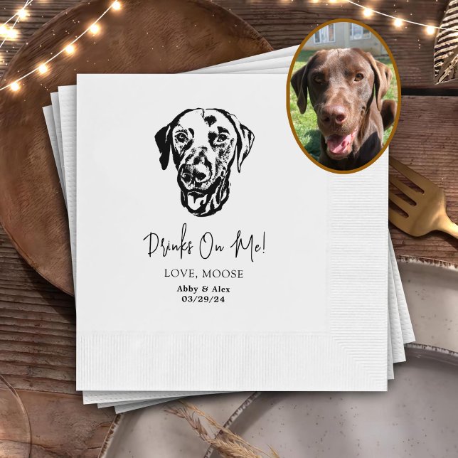 Drink On Us Pets Custom Hand Drawing Wedding Napkin (Creator Uploaded)