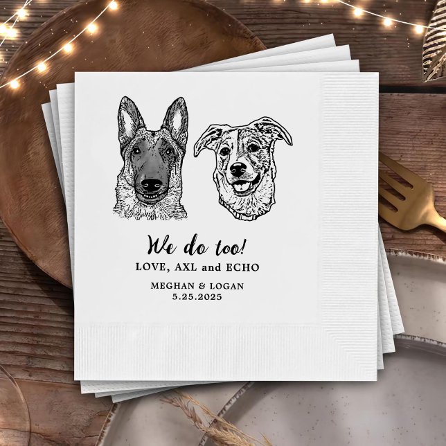 Drink On Us Pets Custom Hand Drawing Wedding Napkin (Creator Uploaded)