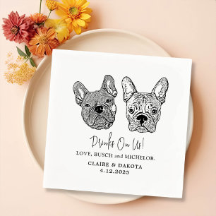 Drink On Us Pets Custom Hand Drawing Wedding Napkin