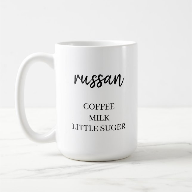 Drink Preference Modern Name Minimalist Stylish Coffee Mug (Left)