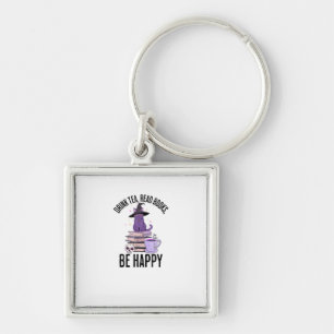 Drink Read Books Whimsigoth Halloween Design Key Ring