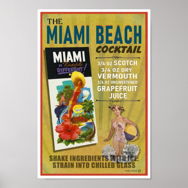 DRINK RECIPE PRINT VINTAGE ILLUSTRATIONS (Front)