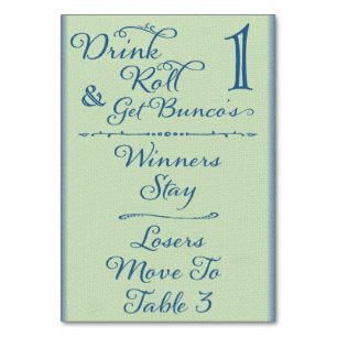 Drink, Roll and Get Bunco's Table Card #1