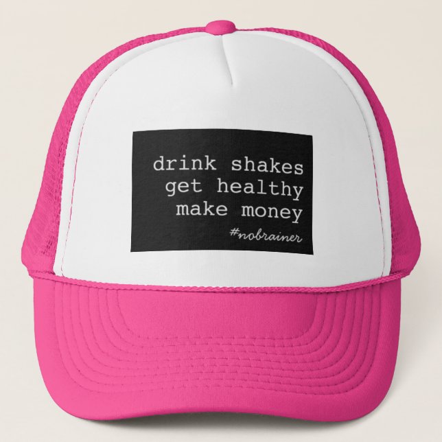 Drink Shakes #nobrainer Black Box Trucker Hat (Front)