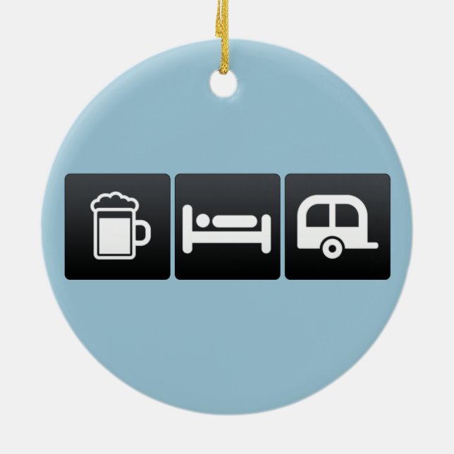 Drink, Sleep and Campers Ceramic Tree Decoration (Back)