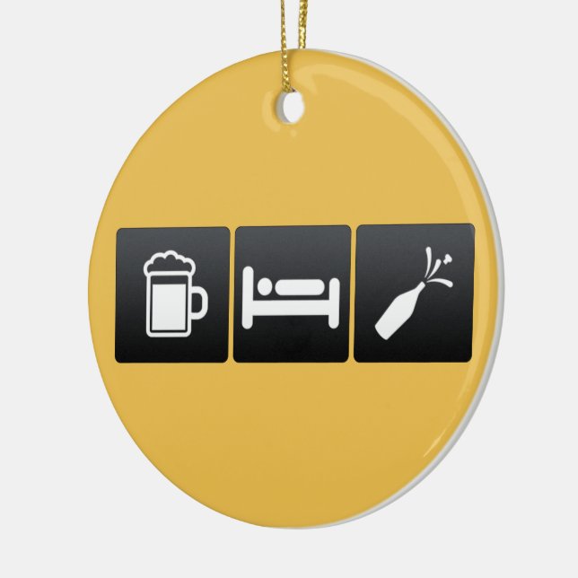 Drink, Sleep and champagne Ceramic Ornament (Left)