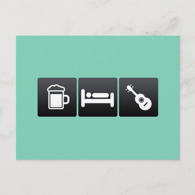Drink, Sleep and Ukuleles Postcard (Front)