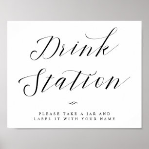 Drink Station Chic Calligraphy Script Wedding Sign