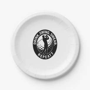 Drink Swing Swear Repeat Golf Paper Plate