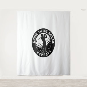 Drink Swing Swear Repeat Golf Tapestry