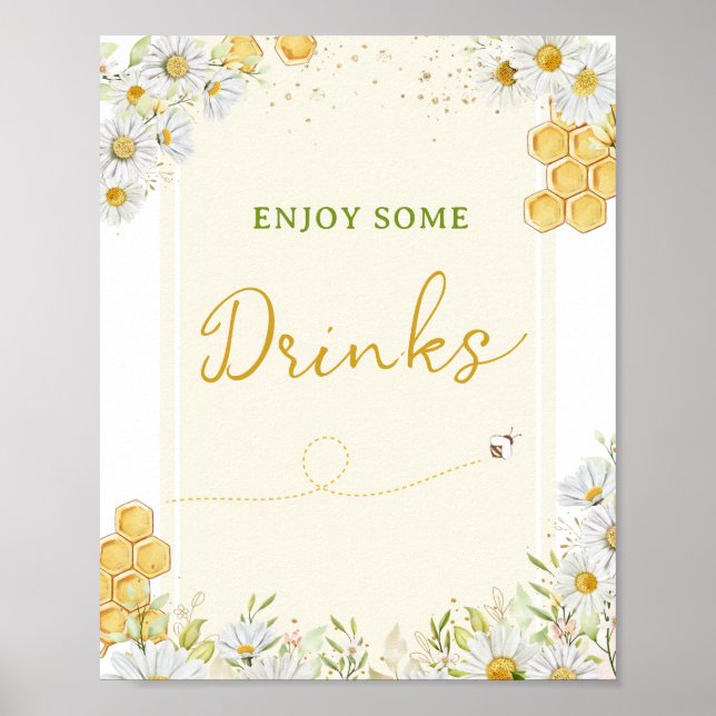Drink Table Bumblebee Party Baby Bridal Bee Shower Poster (Front)