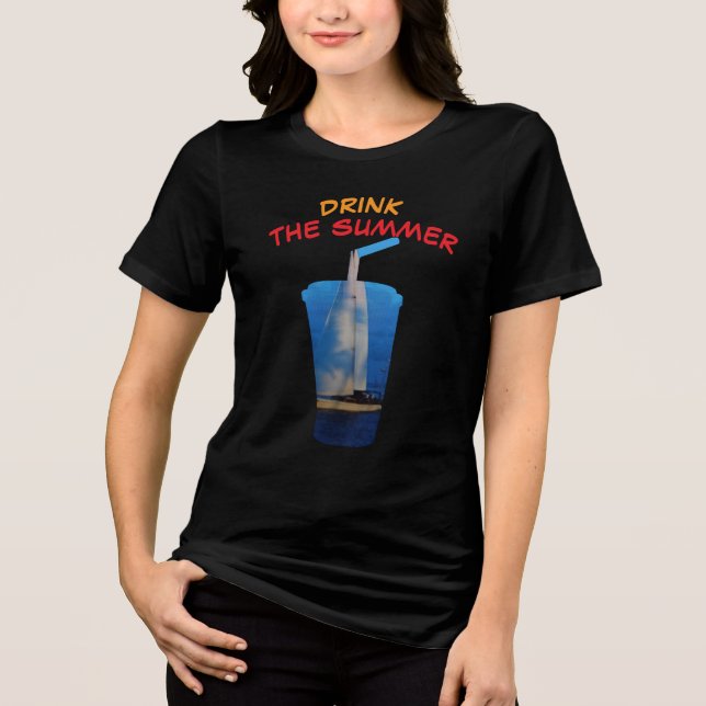 Drink the Summer – Nautical Blue Sail Tee (Front)