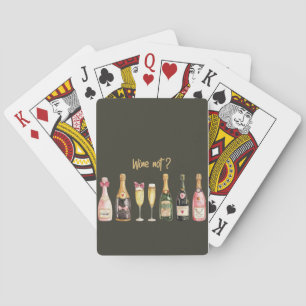 Drink Themed Wine Bottle Wine Not Funny Wine Glass Playing Cards