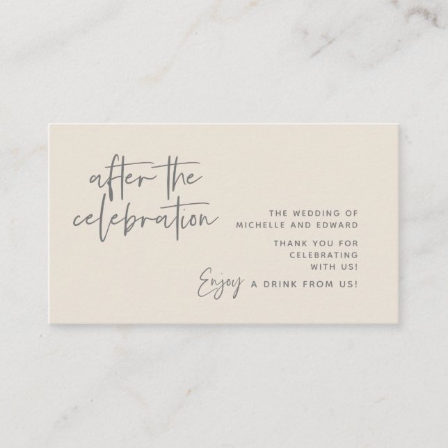 Drink Ticket, Adult Beverage After the celebration Enclosure Card (Front)