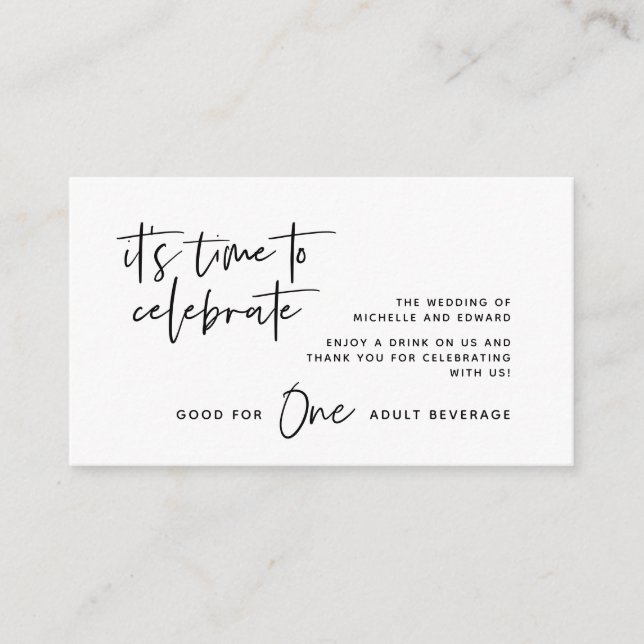 Drink Ticket, Adult Beverage, Happily Ever After Enclosure Card (Front)