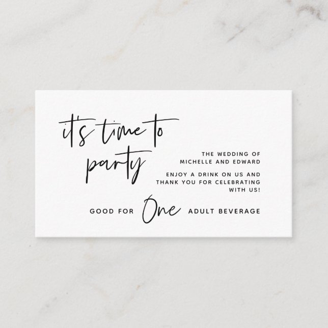 Drink Ticket, Adult Beverage, Happily Ever After Enclosure Card (Front)