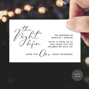 Drink Ticket, Adult Beverage, Modern Wedding Party Enclosure Card