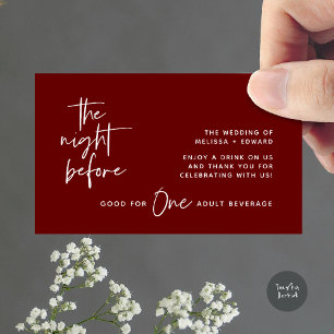 Drink Ticket Adult Beverage The Night Before Party Enclosure Card