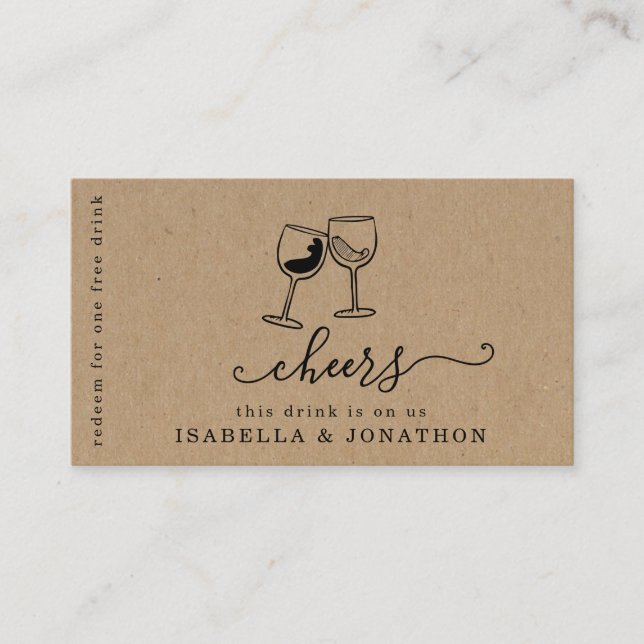 Drink Ticket, Free Alcohol Voucher Business Card (Front)