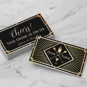 Drink Ticket Gold Art Deco Free Drink Voucher