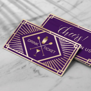 Drink Ticket Modern Purple Gold Free Drink Voucher