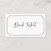 Drink Ticket Reception Bar Token Wedding Card B613