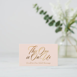 Drink Tickets, Bold, Elegant Gold Script on Blush Enclosure Card