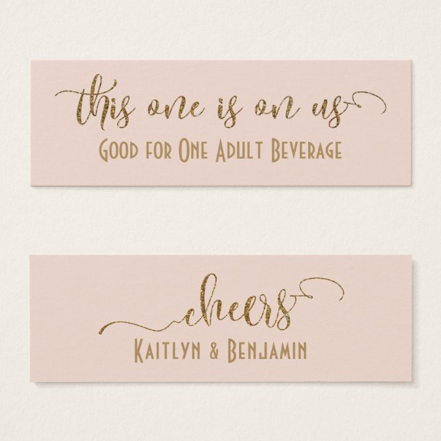 Drink Tickets, Faux Gold Glitter over Blush Pink (Front & Back)