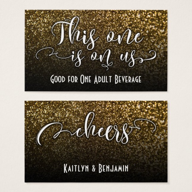 Drink Tickets on Faux Gold Glitter & Black Ombre (Front & Back)