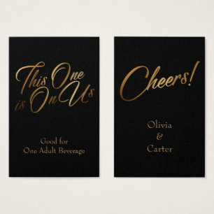 Drink Tickets, Slim, Elegant Gold Script on Black