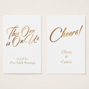 Drink Tickets, Slim, Elegant Gold Script on White