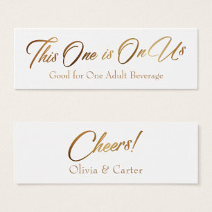 Drink Tickets, Slim, Slanted, Elegant Gold Script