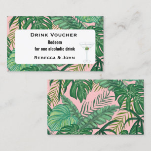 Drink Tickets Watercolor Tropical Palm Leaves 