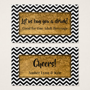 Drink Tickets with Faux Gold Foil & BW Chevron
