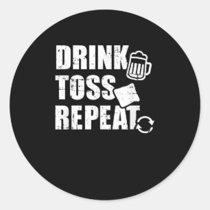 Drink Toss Repeat Cornhole Classic Round Sticker