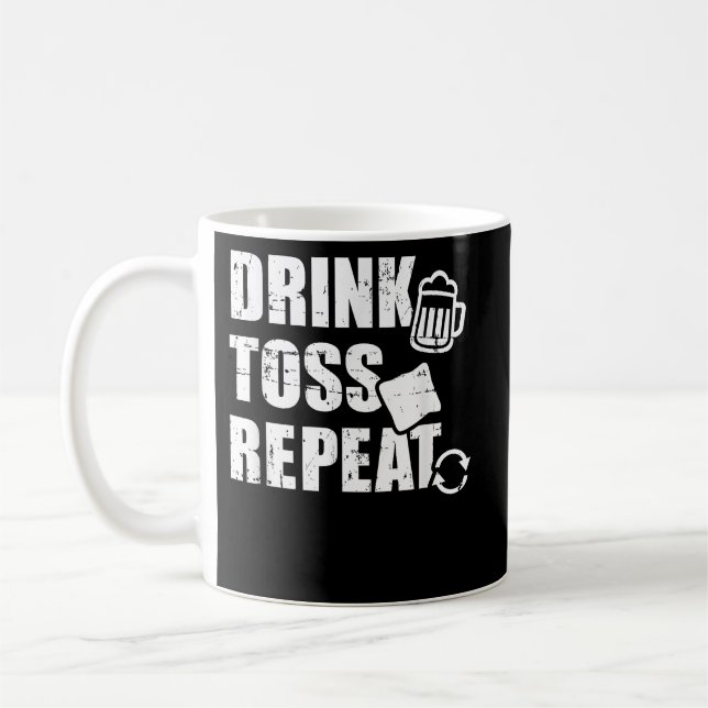 Drink Toss Repeat Cornhole Coffee Mug (Left)