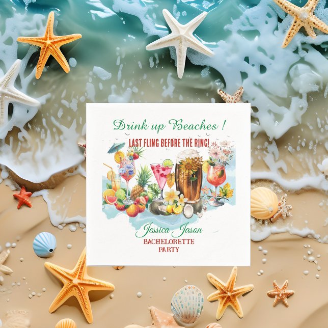 Drink Up Beaches Cocktail Fruit Bachelorette Party Napkin (Drink Up Beaches Cocktail Fruit Bachelorette Party Napkins)