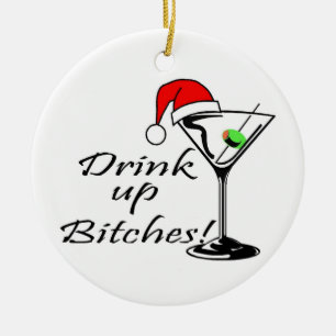 Drink Up Christmas Drink Ceramic Tree Decoration