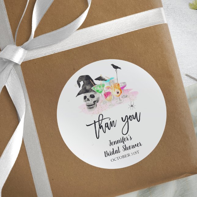 Drink Up Whitches Halloween Bridal Shower  Classic Round Sticker (Creator Uploaded)