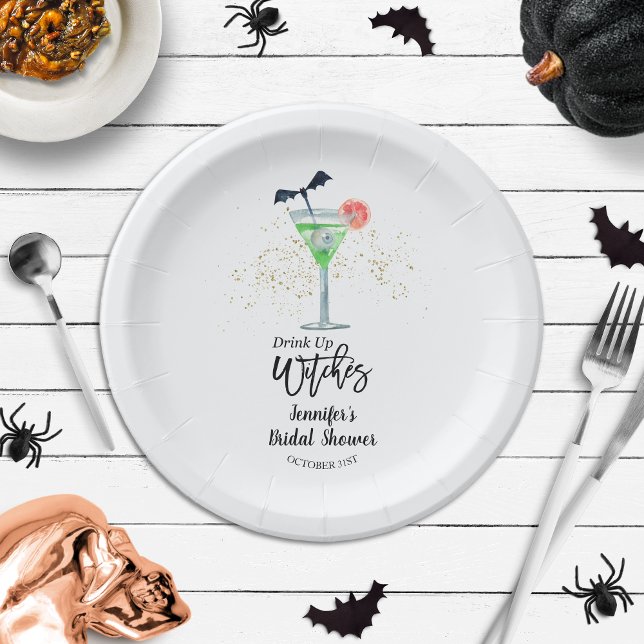 Drink Up Whitches Halloween Bridal Shower Paper Plate (Creator Uploaded)
