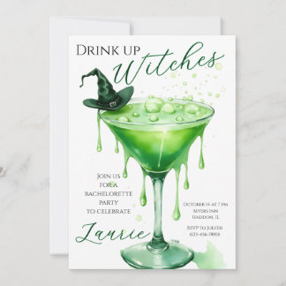 “Drink Up Witches” Bachelorette Party Invitation