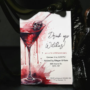 Drink Up Witches Bloody Halloween Cocktails Party Invitation