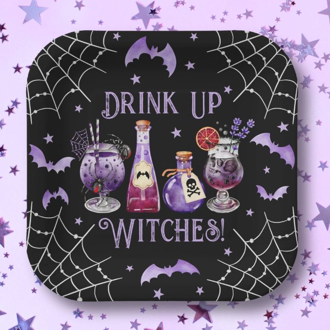 Drink Up Witches Cocktails and Costume Halloween Paper Plate (Drink Up Witches Cocktails and Costume Halloween Paper Plates)