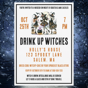 Drink Up Witches Girls’ Night Halloween Cocktail Invitation