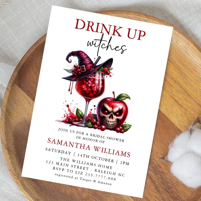 Drink Up Witches Gothic  Cocktails Bridal Shower Invitation (Creator Uploaded)