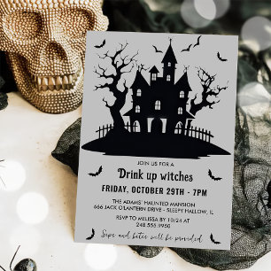 Drink up witches Grey Halloween Party Invitation
